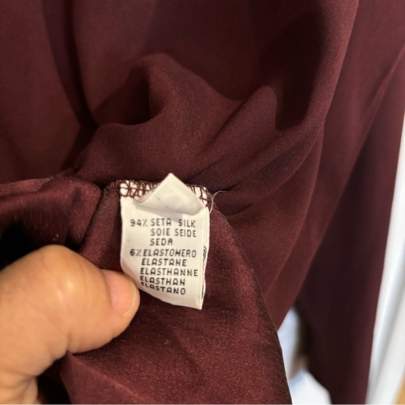 ROSSOPURO silk blouse burgundy XL - Picture 3 of 7